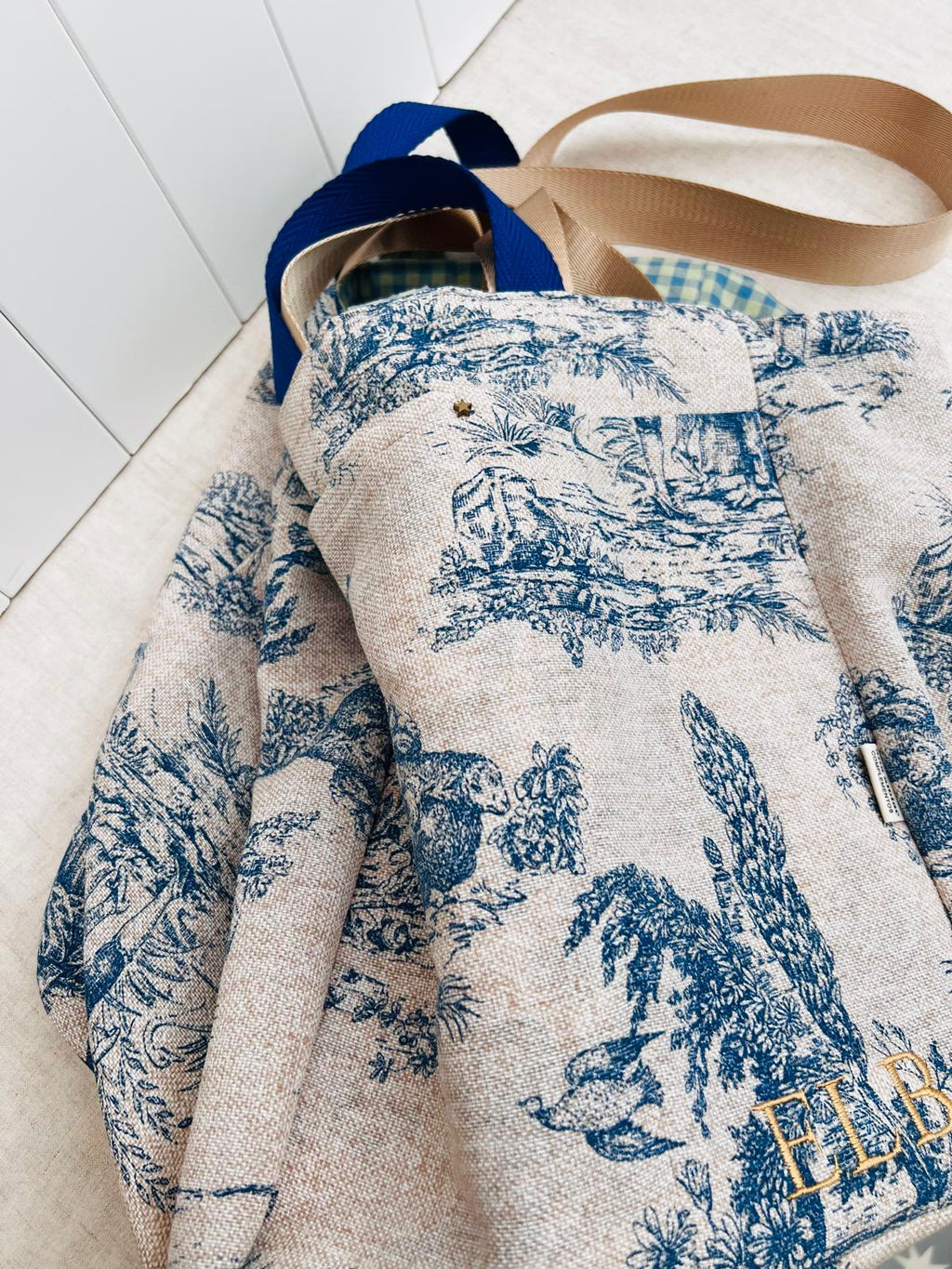Maxi bolsa Toile de Jouy azul