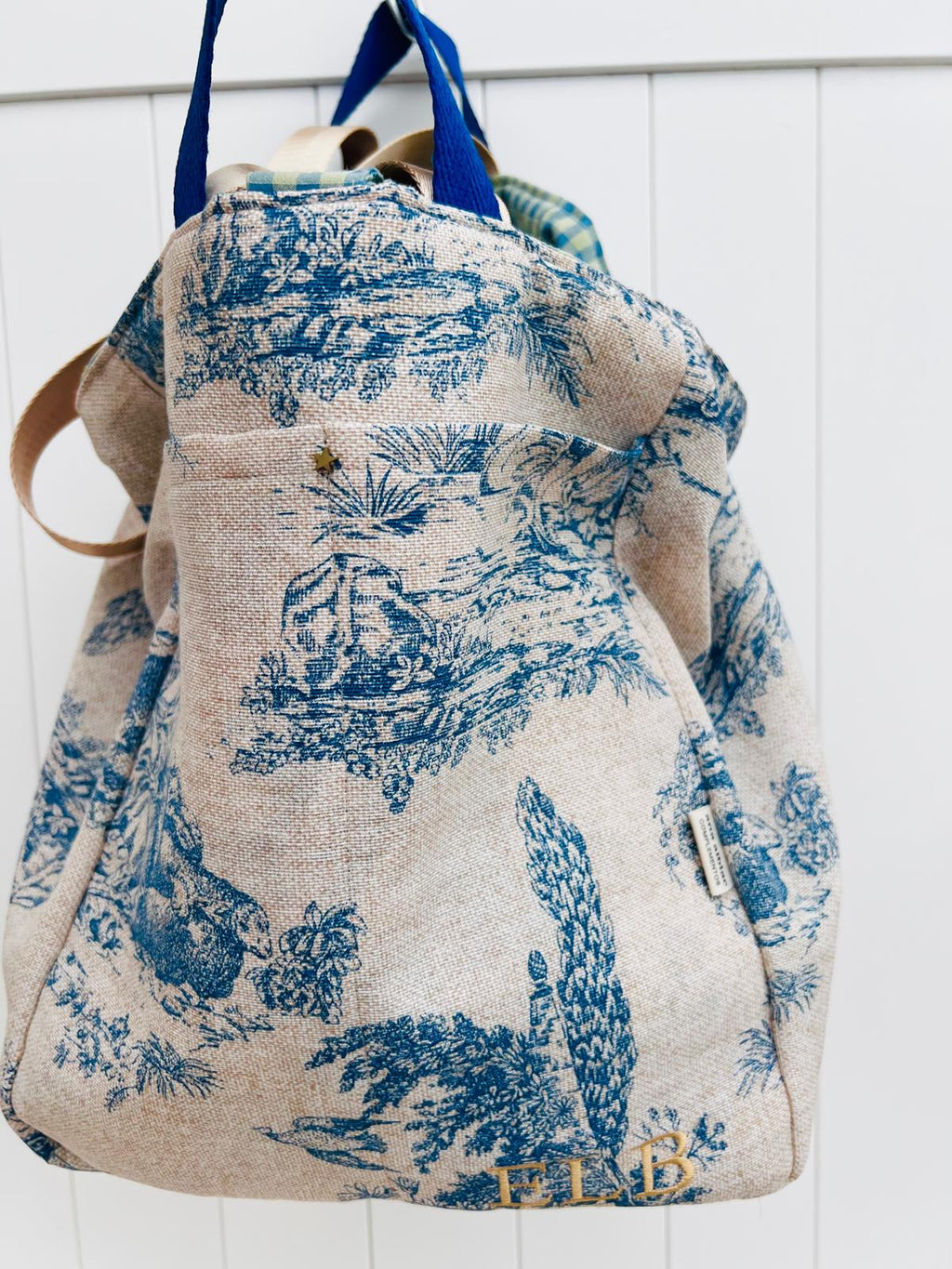 Maxi bolsa Toile de Jouy azul