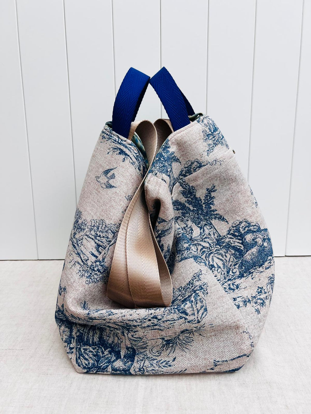 Maxi bolsa Toile de Jouy azul
