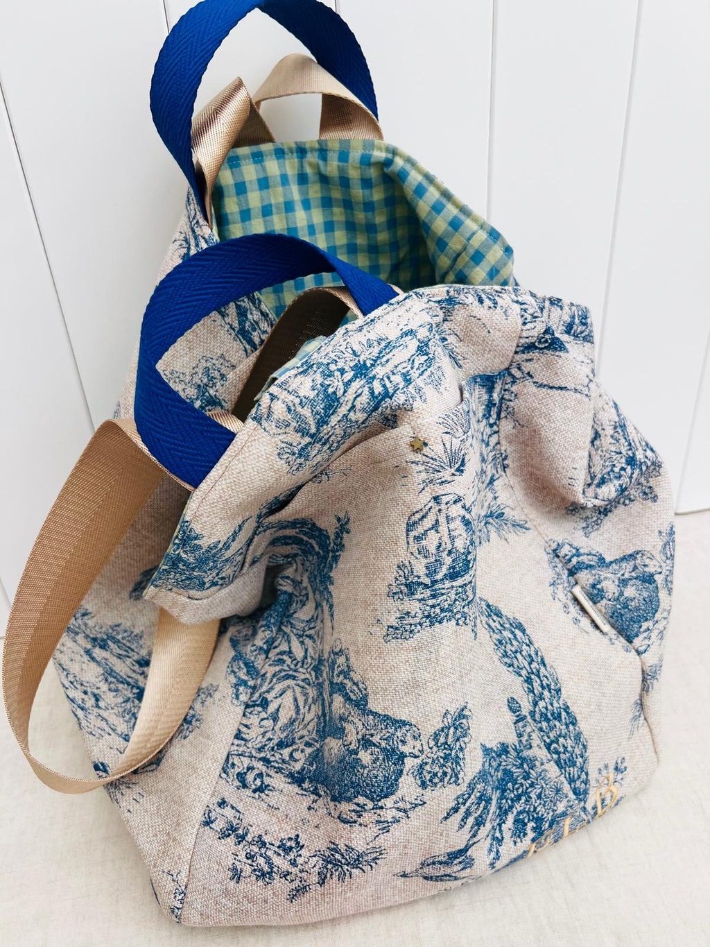 Maxi bolsa Toile de Jouy azul