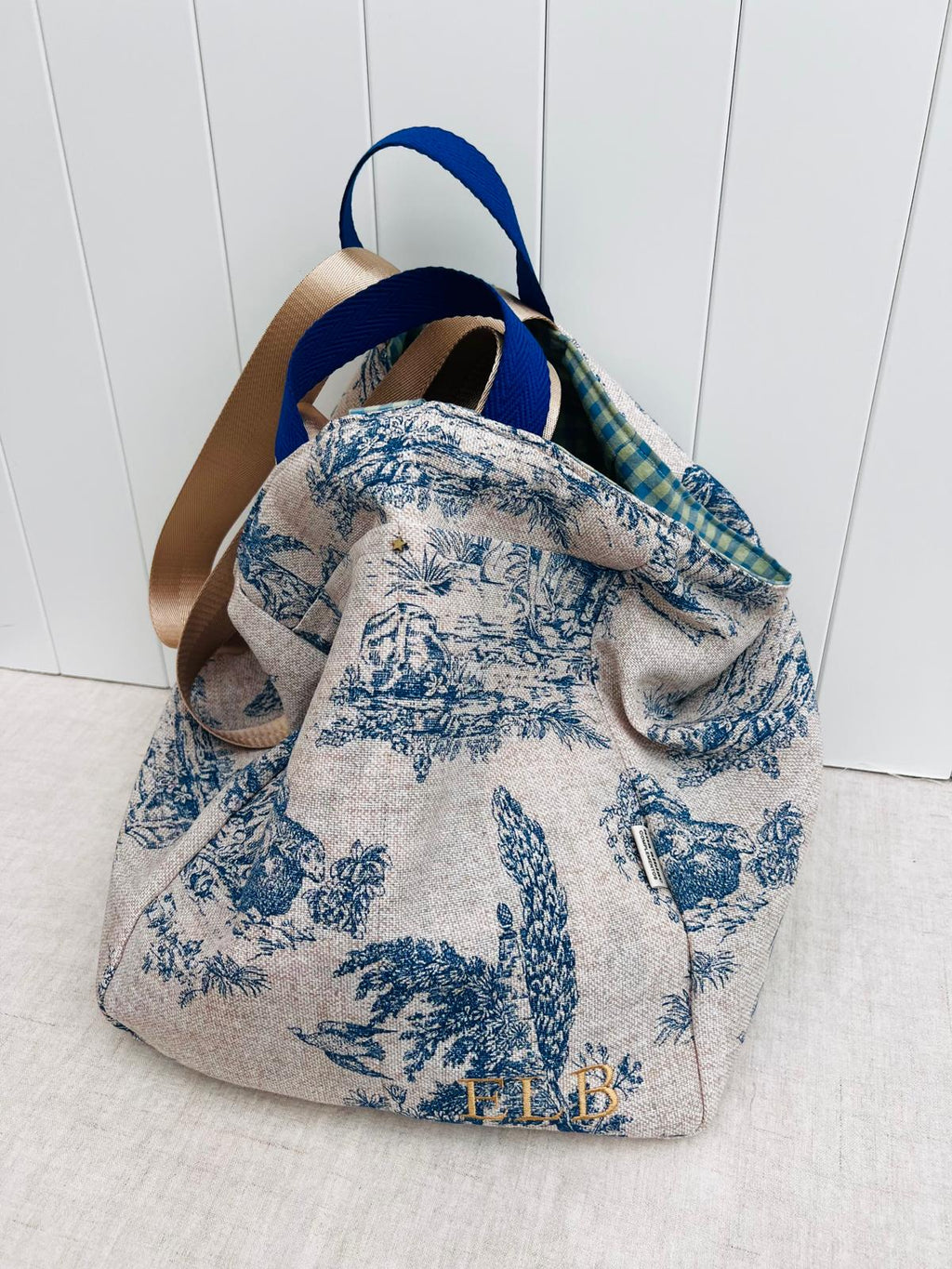Maxi bolsa Toile de Jouy azul