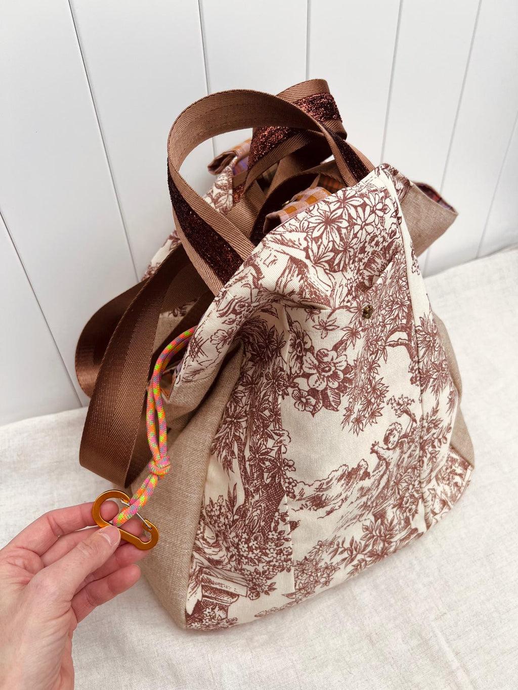 Maxi bolsa Toile de Jouy choco