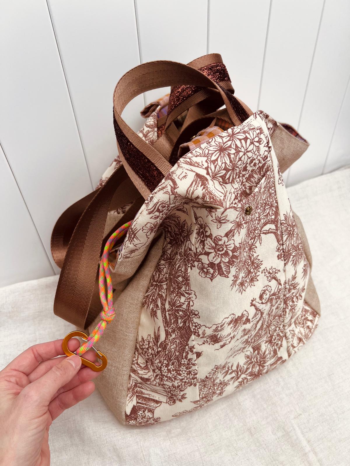Maxi bolsa Toile de Jouy choco