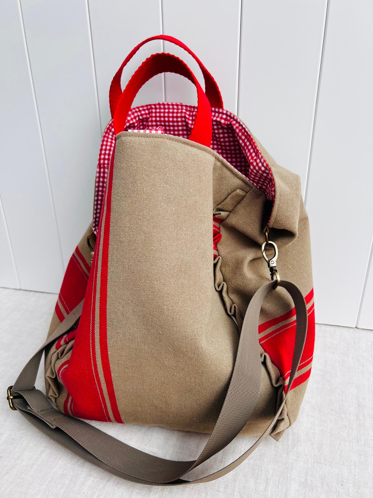 Maxi bolsa Loneta raya roja
