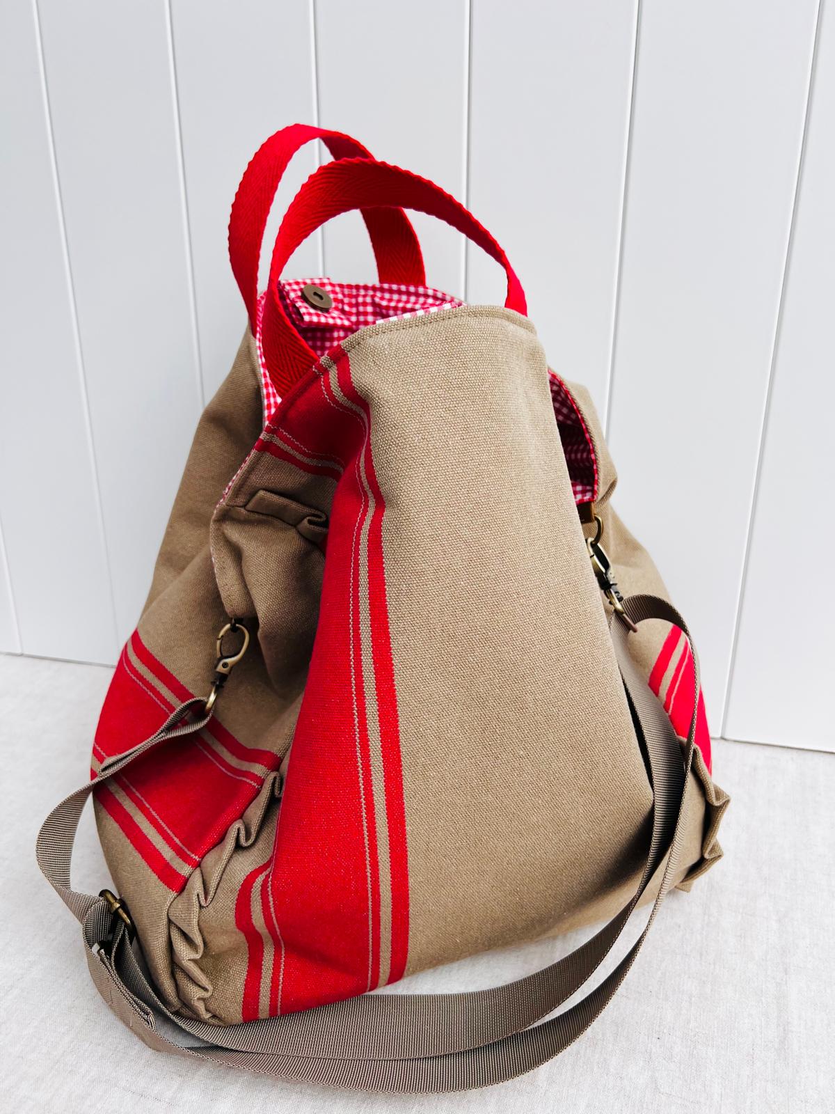 Maxi bolsa Loneta raya roja