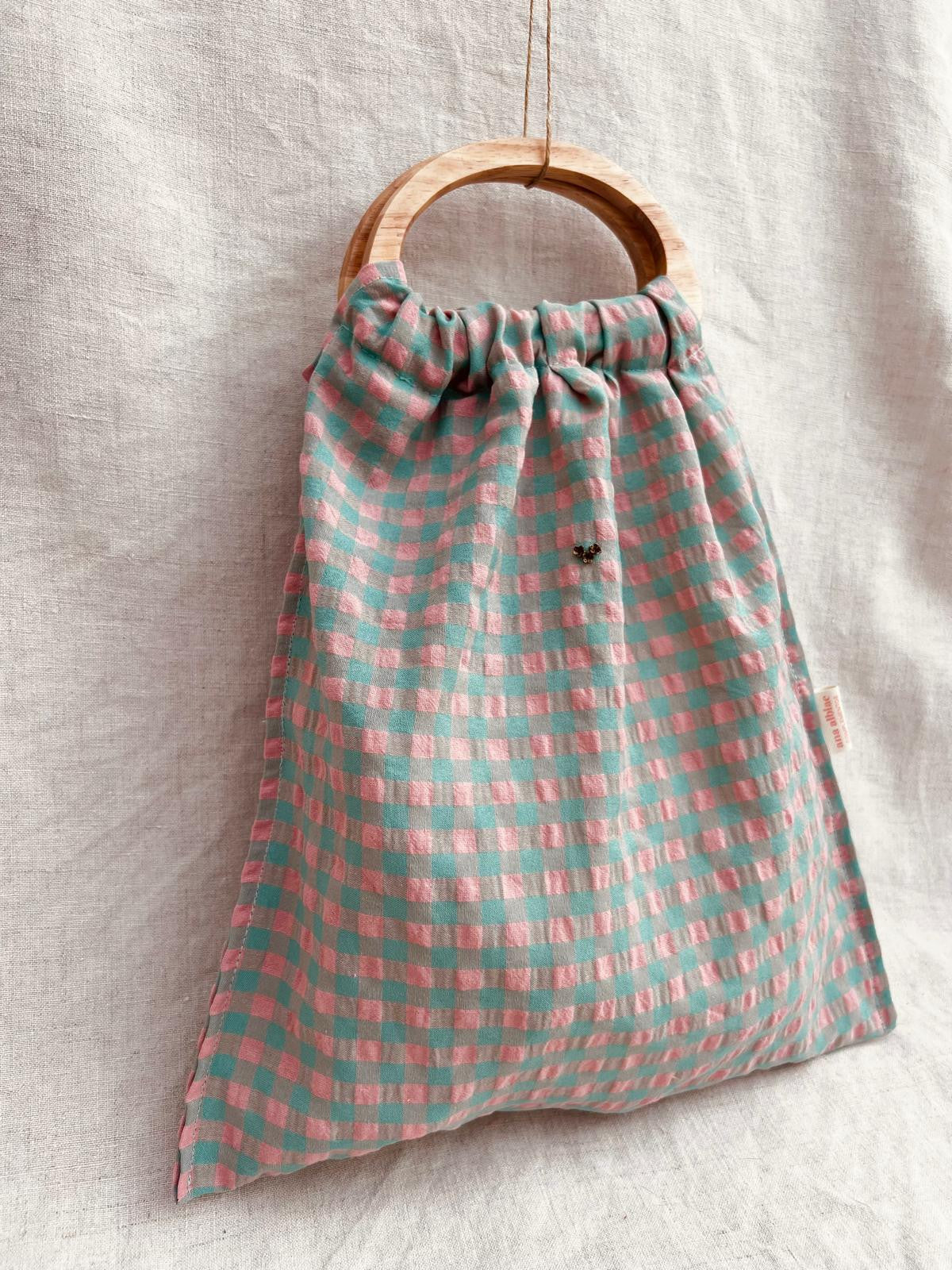 Bolso Benito vichy verde/rose