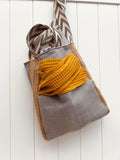 Bolso Teo lino gris & mostaza