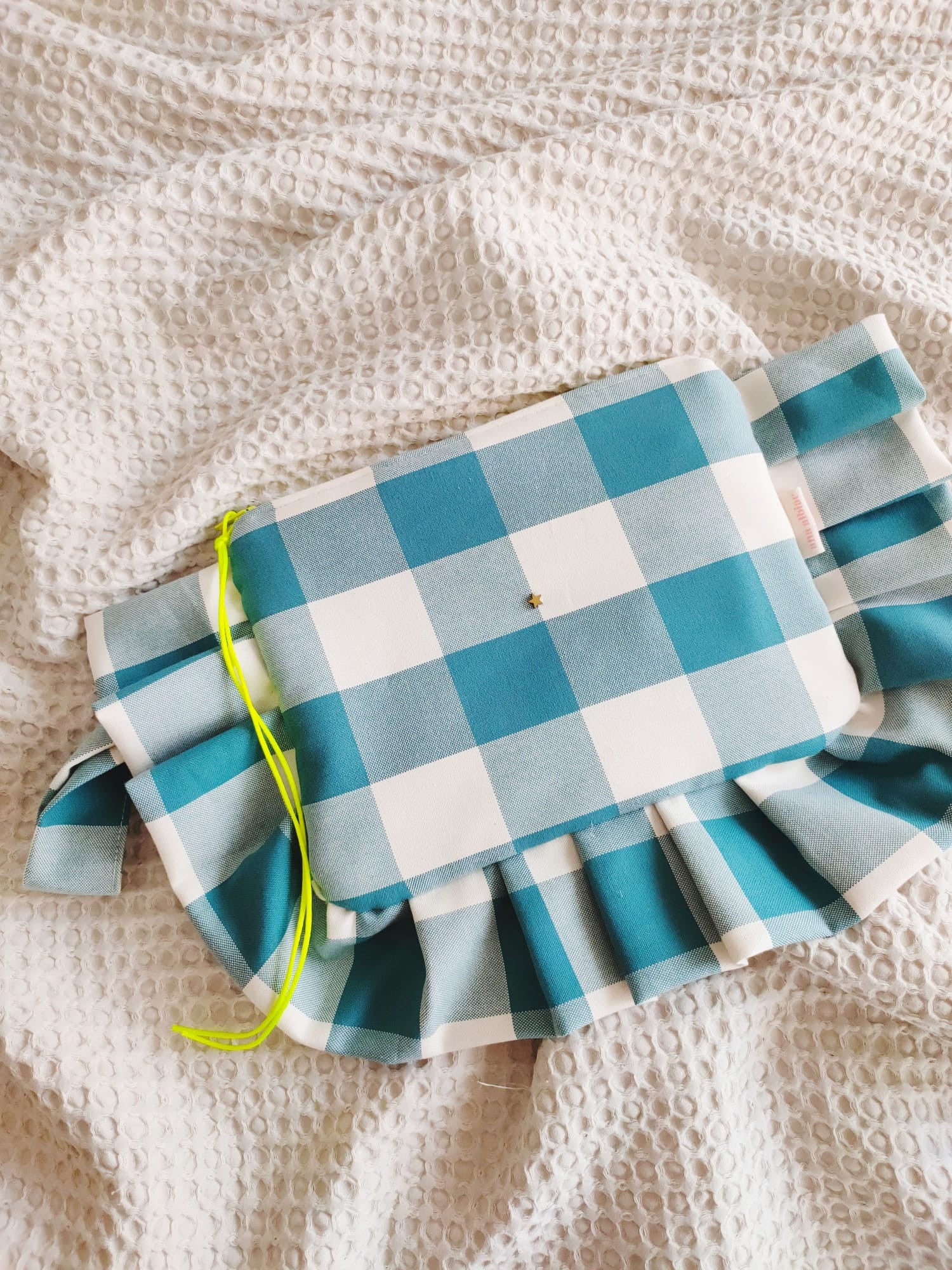 Clutch Maui vichy aguamarina