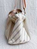 Maxi bolsa bandolera rayitas beige & turquesa