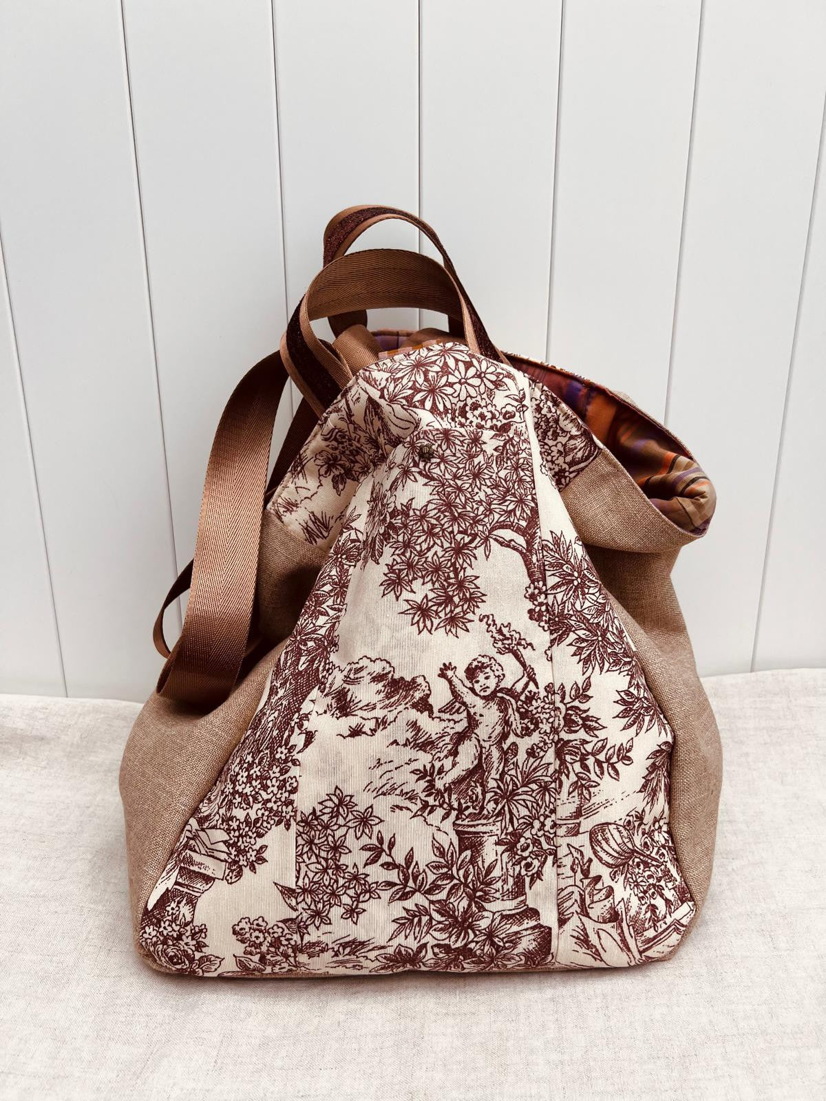 Maxi bolsa Toile de Jouy choco