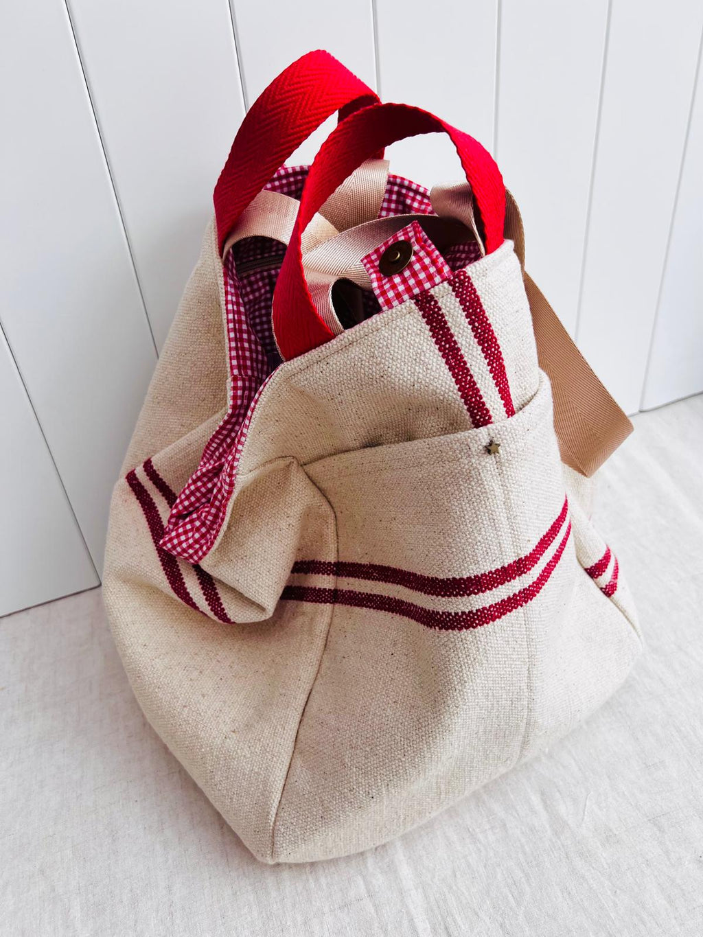 Maxi bolsa Provenzal rayita roja